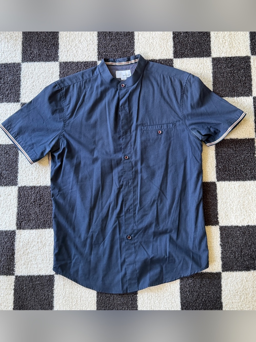Craft + Flow Navy Blue Short Sleeve Button Up Shirt
